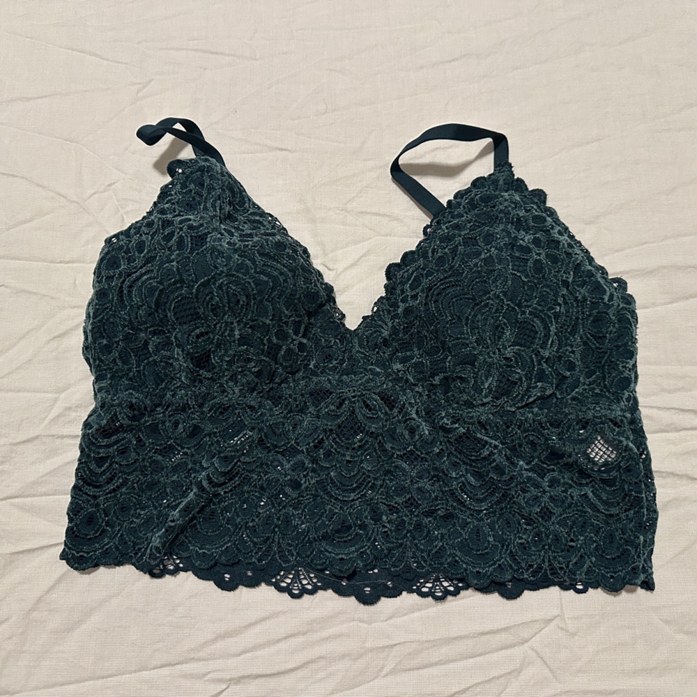 Gilly Hicks Teal velvet Lace Bralette